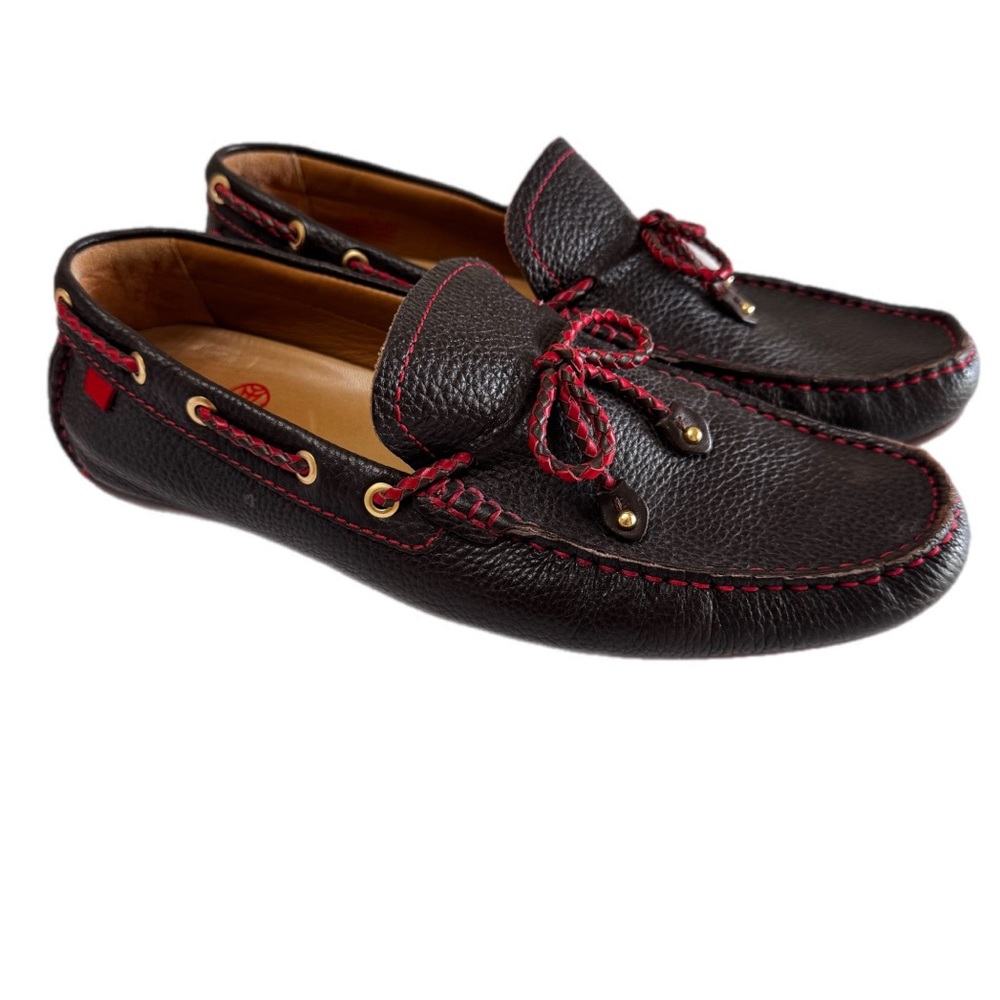 Marc Joseph New York Cypress Hill Braid Loafers Brown with Red Stitching size 11